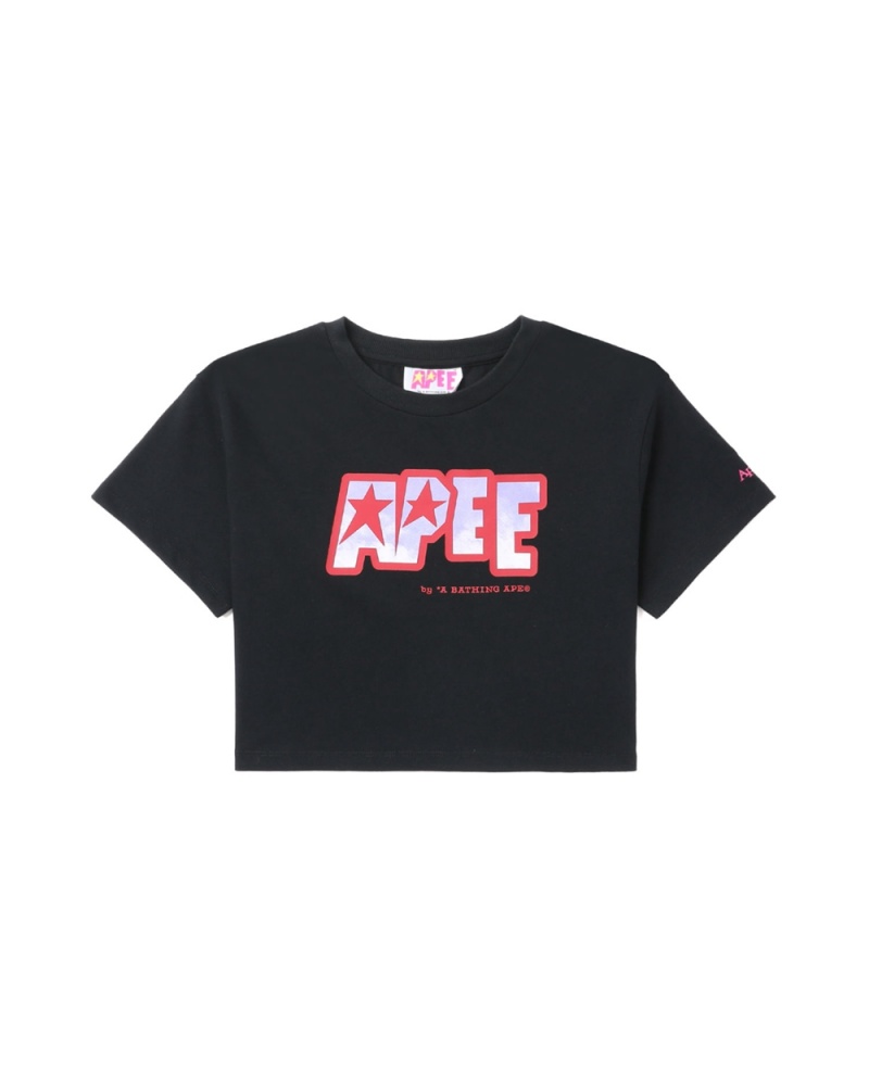 T Shirts Bape Logo printed crop Noir Femme | GXA-25062661